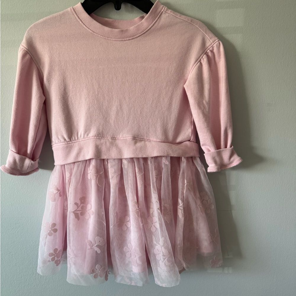 Cat & Jack Pink Knit Bodice Floral Tulle Dress